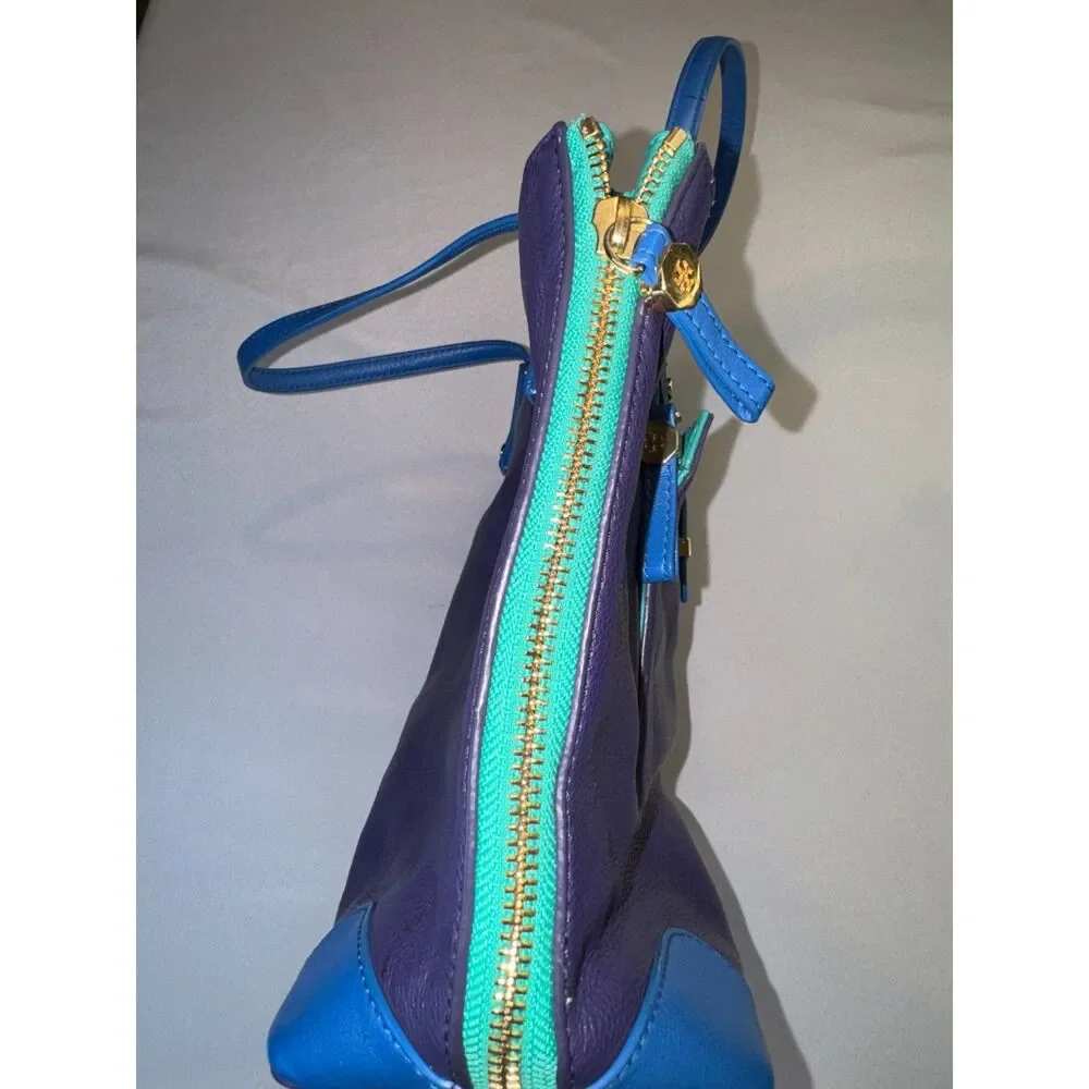 Tory Burch Blue, Purple, Green Color Blocked leather purse.